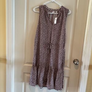 GAP Sleeveless Black and White Patterned Midi Dress